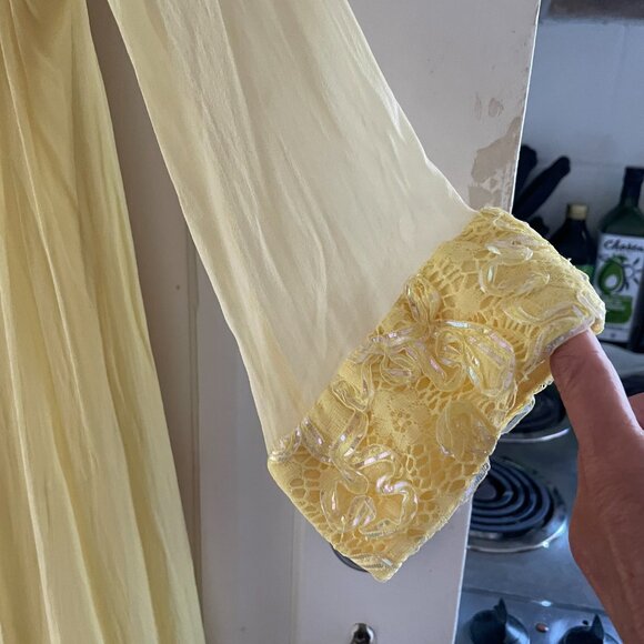 1970s Yellow CHIFFON EVENING GOWN - Picture 5 of 8